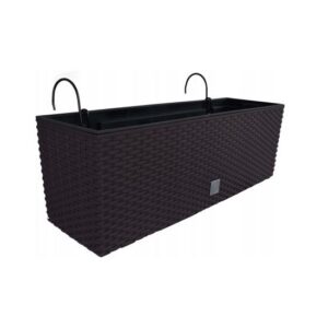Jardinieră cu suport metalic, imitație ratan, maro, 58 cm, Prosperplast