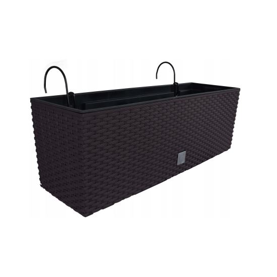 Jardinieră cu suport metalic, imitație ratan, maro, 58 cm, Prosperplast