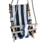Leagăn pentru copii din textil și lemn, albastru, 36x24x45 cm, Strend Pro