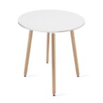 Masă rotundă de bucătărie stil scandinav, albă, 60×74 cm, Leobert