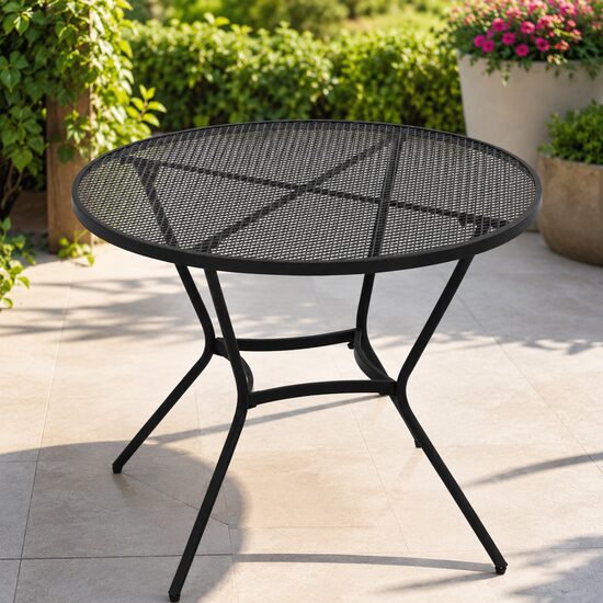 Masă rotundă grădină/terasă, metalică, neagră, 91 cm, Art