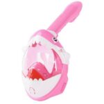 Mască snorkeling pentru copii cu tub model rechin, silicon, roz, Strend Pro