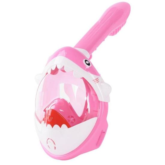 Mască snorkeling pentru copii cu tub model rechin, silicon, roz, Strend Pro