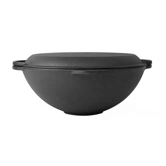 Oală din fontă tip wok cu capac, 37×18 cm, Perfect Home