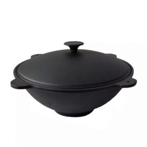 Oală din fontă tip wok cu capac, 51.5 cm, 20 L, Perfect Home