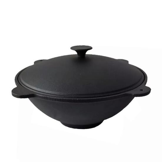 Oală din fontă tip wok cu capac, 51.5 cm, 20 L, Perfect Home