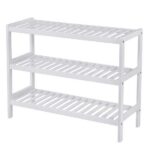 Organizator pantofi din bambus cu 3 polițe, alb, 70x26x55 cm, Leobert