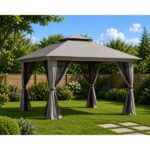 Pavilion pliabil de grădină cu înălțime ajustabilă, 3,92×3,92×2,83 m