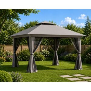 Pavilion pliabil de grădină cu înălțime ajustabilă, 3,92×3,92×2,83 m