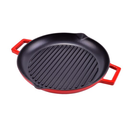 Placă pentru grătar din fontă emailată cu mânere, 34 cm, Perfect Home