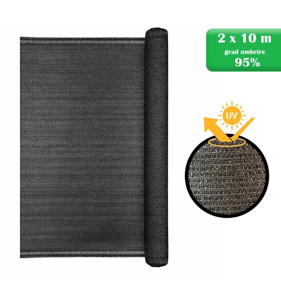 Plasă de umbrire 95% pentru legumicultură, 2×10 m, Strend Pro