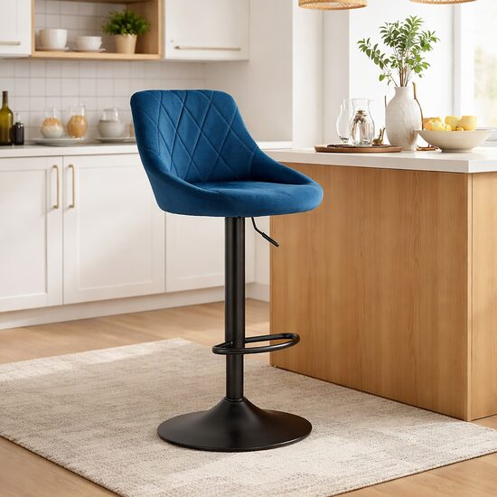 Scaun de bar rotativ, catifea, înălțime reglabilă 85-105 cm
