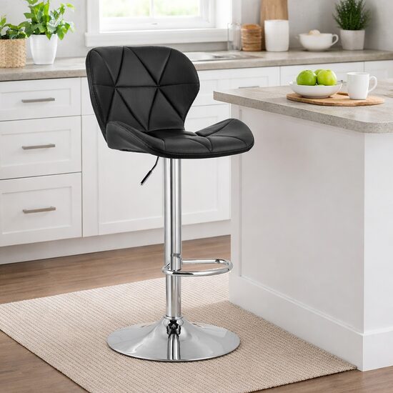 Scaun de bar rotativ, piele ecologică, înălțime reglabilă, 46 cm