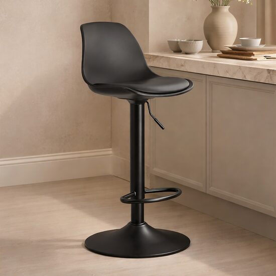 Scaun de bar rotativ, piele ecologică, înălțime reglabilă 81-102 cm