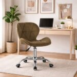 Scaun de birou rotativ, catifea, înălțime reglabilă 72.5-86.5 cm