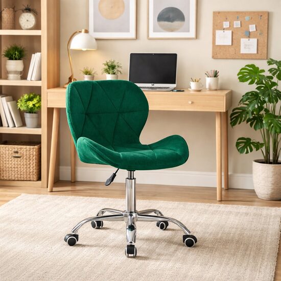Scaun de birou rotativ, catifea, înălțime reglabilă 72.5-86.5 cm
