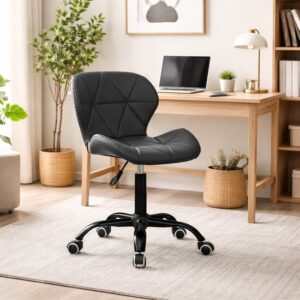 Scaun de birou rotativ, piele ecologică, negru, înălțime reglabilă 74-87 cm