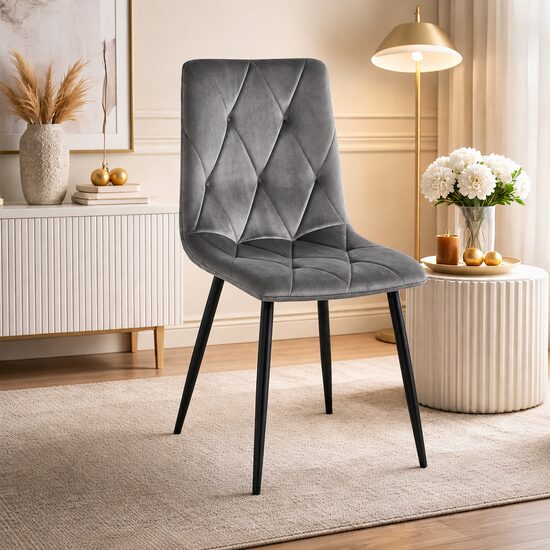 Scaun de bucătărie sau living, catifea, picioare metalice, 45x54x86.5 cm