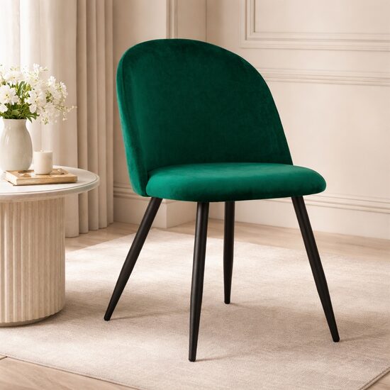 Scaun de bucătărie sau living, catifea, picioare metalice, 46×42.5×76.5 cm