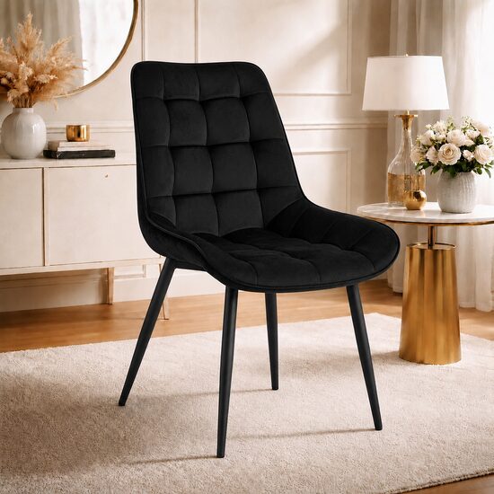 Scaun de bucătărie sau living, catifea, picioare metalice, 54x60x88 cm