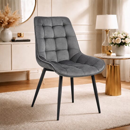 Scaun de bucătărie sau living, catifea, picioare metalice, 54x60x88 cm