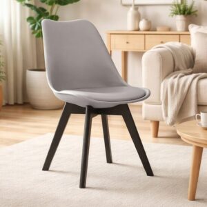 Scaun stil scandinav din polipropilenă, perniță piele ecologică, 49×82,5 cm
