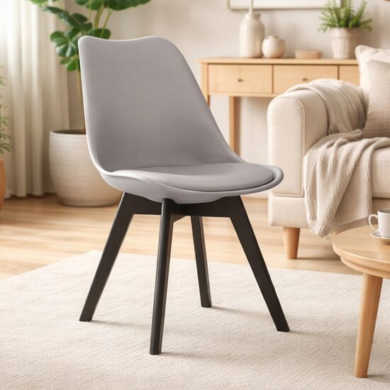Scaun stil scandinav din polipropilenă, perniță piele ecologică, 49×82,5 cm