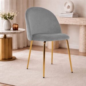 Scaun tapițat cu catifea, picioare metalice aurii, 49 cm