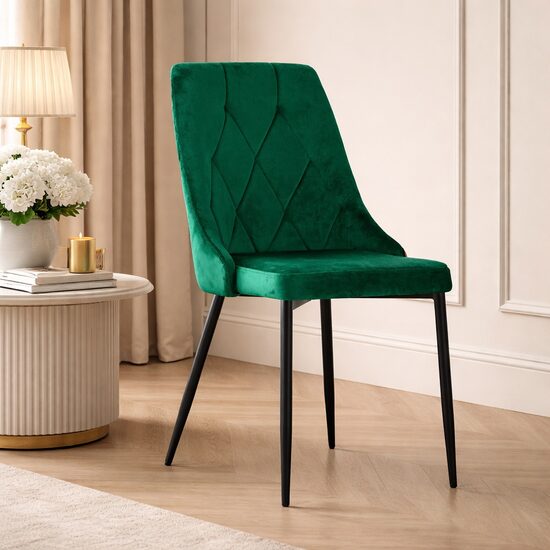 Scaun tapițat cu catifea, stil scandinav, picioare metalice, 61 cm