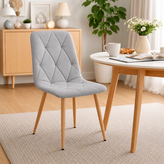 Scaun tapițat textil, picioare metalice, 44,5 x 87 cm