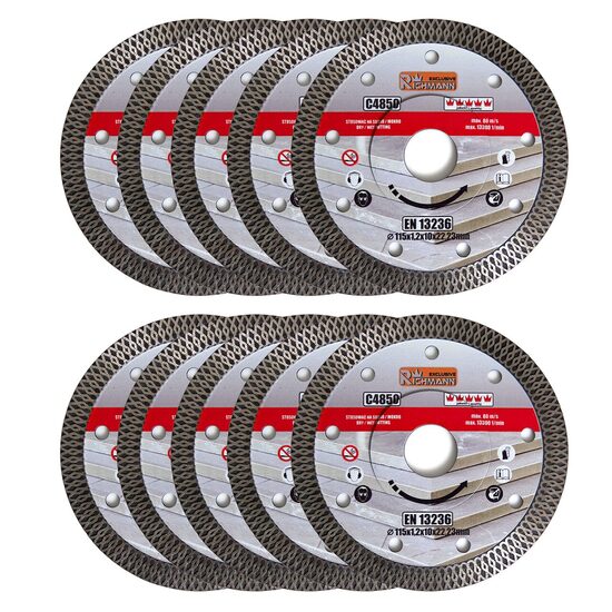 Set 10 discuri diamantate turbo, 115 mm, pentru plăci ceramice, Richmann Exclusive
