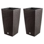 Set 2 ghivece decorative înalte aspect ratan 32.5×61 cm Prosperplast