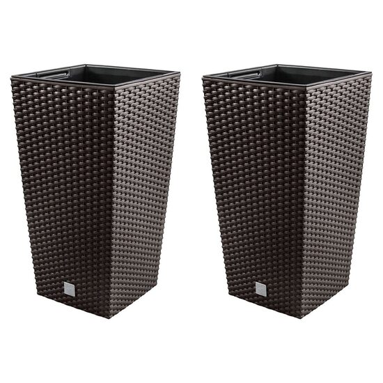 Set 2 ghivece decorative înalte aspect ratan 32.5×61 cm Prosperplast