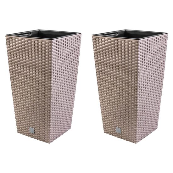 Set 2 ghivece decorative înalte aspect ratan, 32.5×61 cm, Prosperplast