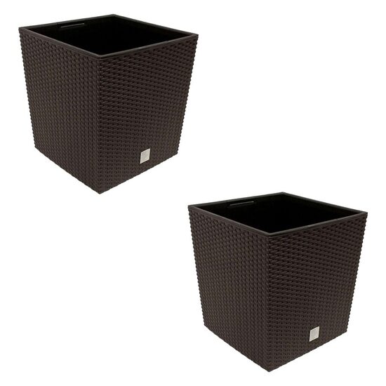 Set 2 ghivece pătrate imitație ratan, 40 cm, Prosperplast