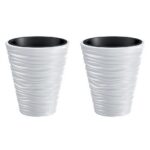 Set 2 ghivece rotunde din plastic pentru flori, 38.8×43.6 cm, Prosperplast