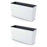 Set 2 jardiniere albe din plastic, 77 cm, Prosperplast