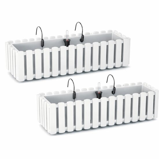 Set 2 jardiniere de balcon cu sistem de irigare și suport, 58 cm, Prosperplast
