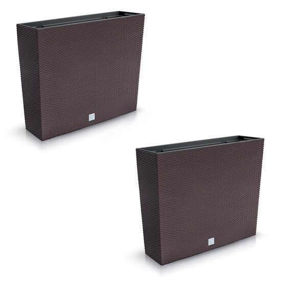 Set 2 jardiniere imitație ratan, maro, 58x18x49,8 cm, Prosperplast