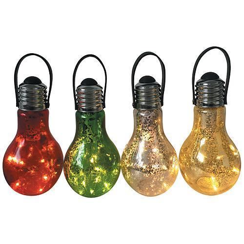Set 24 lămpi de grădină tip bec LED, din sticlă, 9×18 cm, Strend Pro