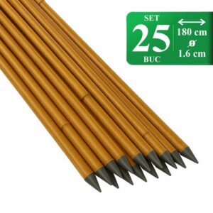 Set 25 araci de grădină pentru roșii, metal cu PVC, 180 cm, maro