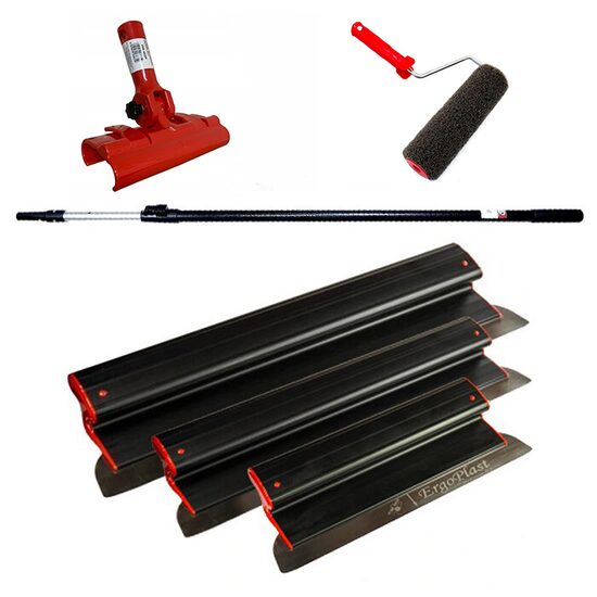 Set 3 gletiere inox cu mâner telescopic și rolă de gletuit, 80 cm, Olejnik