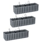 Set 3 jardiniere cu suport metalic și sistem de irigare, 58×18 cm, Prosperplast