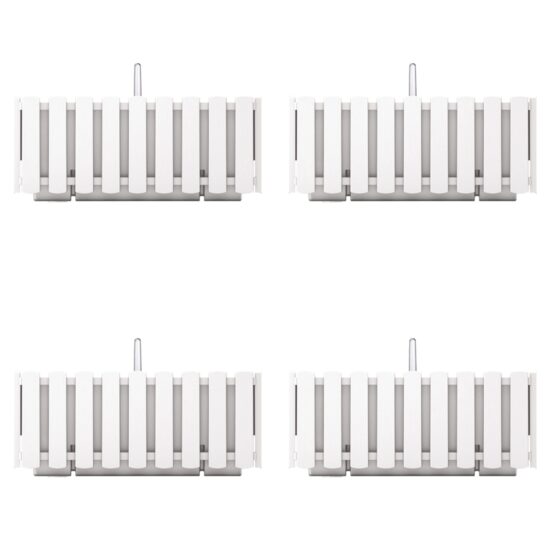 Set 4 jardiniere albe cu suport metalic și irigare, 38 cm, Prosperplast