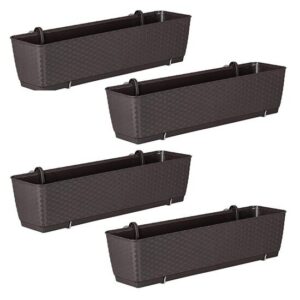 Set 4 jardiniere cu suport metalic imitație ratan 49.2 cm Prosperplast