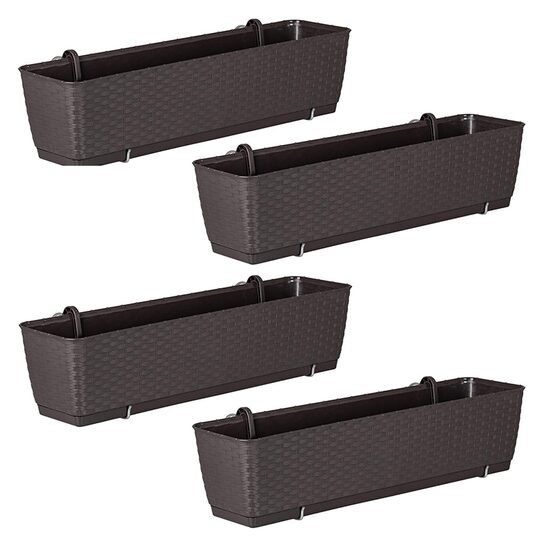 Set 4 jardiniere cu suport metalic imitație ratan 49.2 cm Prosperplast