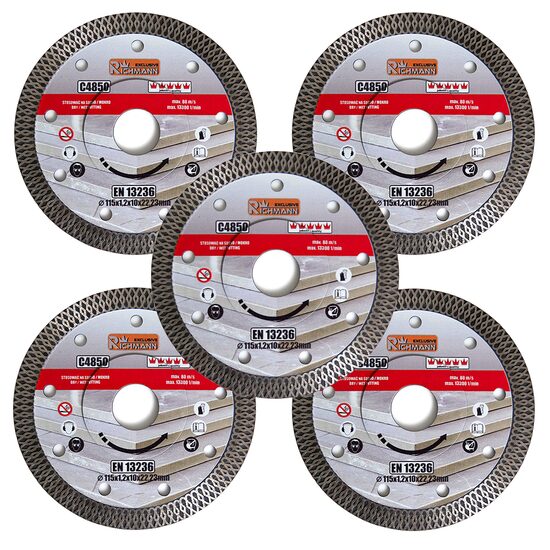 Set 5 discuri diamantate turbo subțiri pentru ceramică 115 mm Richmann Exclusive