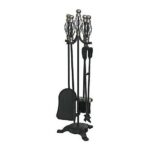 Set accesorii șemineu cu suport 4 piese, negru, 66 cm, Strend Pro