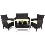 Set mobilier grădină poliratan maro cu masă și canapea, 104 cm, Chomik