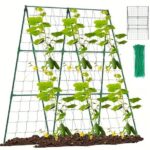 Set suport araci cu plasă pentru castraveți, fasole și mazăre, 210×210 cm